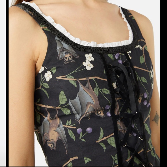 Dangerfield Tops - Black Bat Print Corset Top